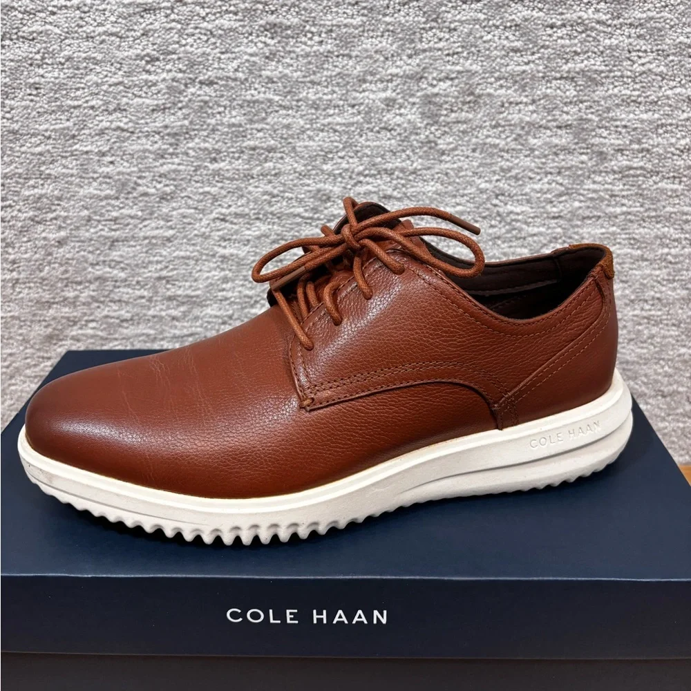 Cole Haan Grand+ Plain Toe Oxford British Tan Brown Dress Shoes C36935 Men's 8